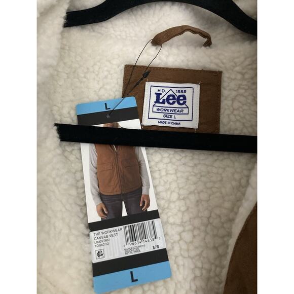 NEW Lee Premium Select Men's Sherpa Lined The Workwear Canvas Vests Tobacco L - Picture 3 of 7